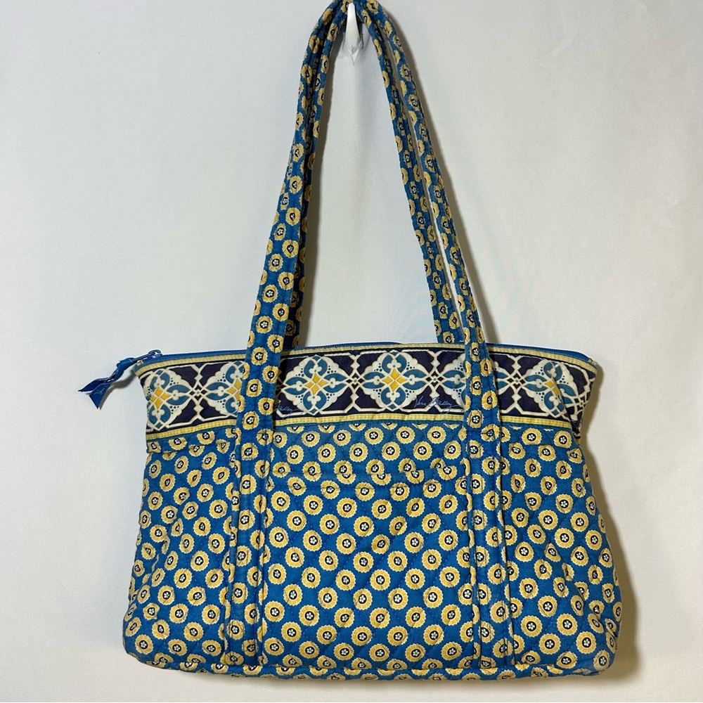 Vera Bradley Riviera Blue Vintage Tote Bag Purse Double Handle Quilted